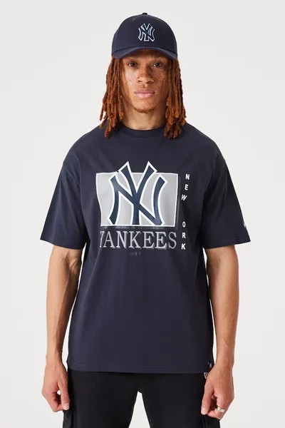 Объемная футболка New York Yankees с заниженными рукавами New Era, синий