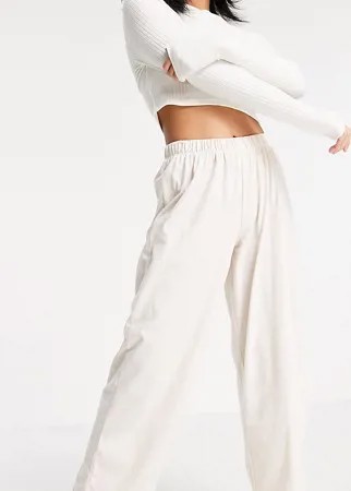 Кремовые пижамные брюки прямого кроя из трикотажа ASOS DESIGN Petite – Выбирай и Комбинируй-Белый