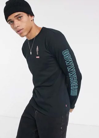 Черный лонгслив с принтом Чубакки Levi's x Star Wars