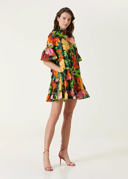 Мини-платье-рубашка с цветочным принтом La Doublej