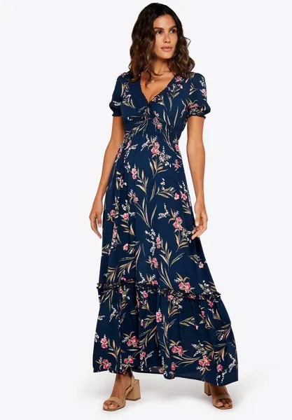 Платье макси WATERCOLOR FLORAL Apricot, цвет navy