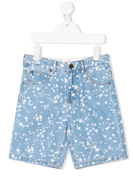 Stella McCartney Kids джинсовые шорты с эффектом разбрызганной краски
