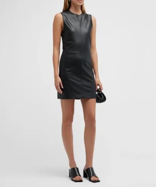 Женское платье-футляр из искусственной кожи NWT Calvin Klein, черное, размер 6
