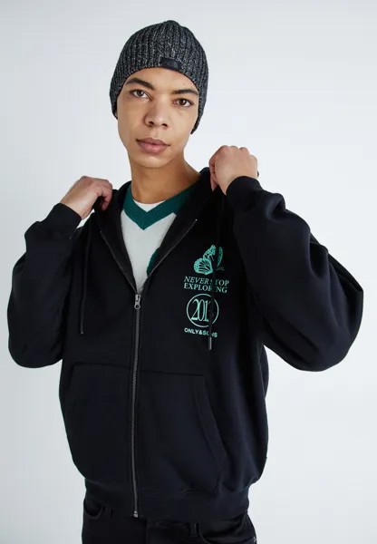 Толстовка на молнии Ons Vintage Zip Hoodie Only & Sons, черный