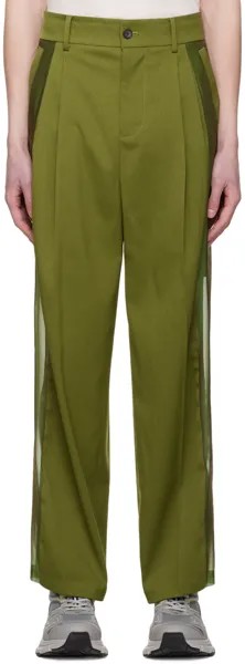 Зеленые брюки со вставками Feng Chen Wang