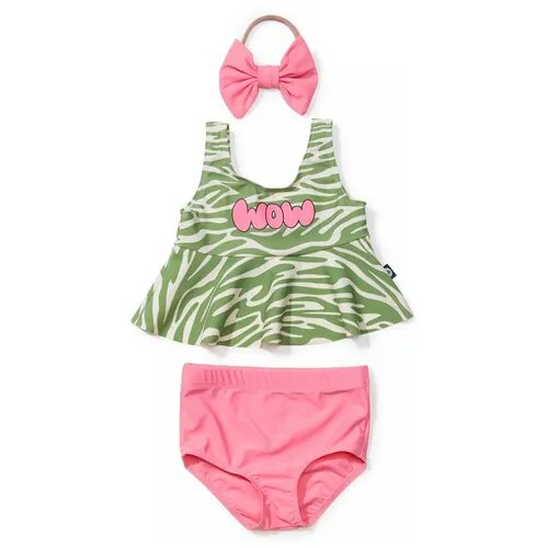 Купальник Happy Baby, 3 шт., размер 116-122, зеленый, розовый