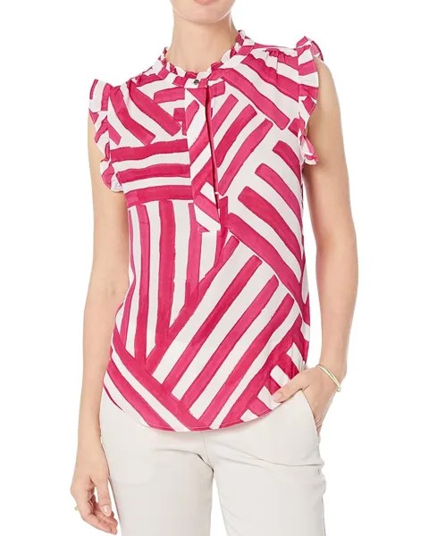 Блуза DKNY Sleeveless Ruffled Printed, цвет Hibscus Multi