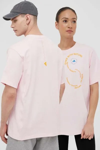 Хлопковая футболка adidas by Stella McCartney, розовый