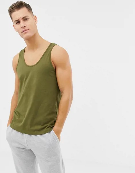 Зеленая майка из органического хлопка ASOS DESIGN-Зеленый