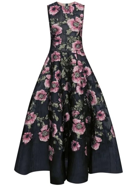 Платье Poppy fil-купе Oscar de la Renta, синий
