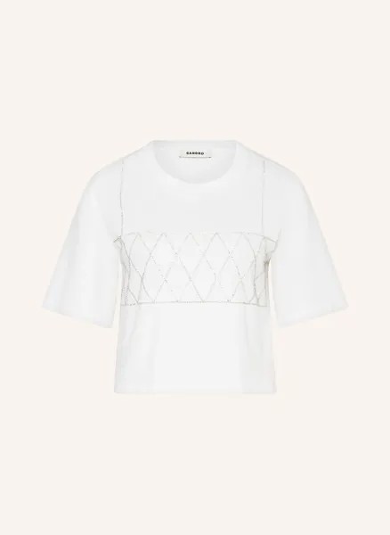 Укороченная рубашка с драгоценными камнями Sandro, белый