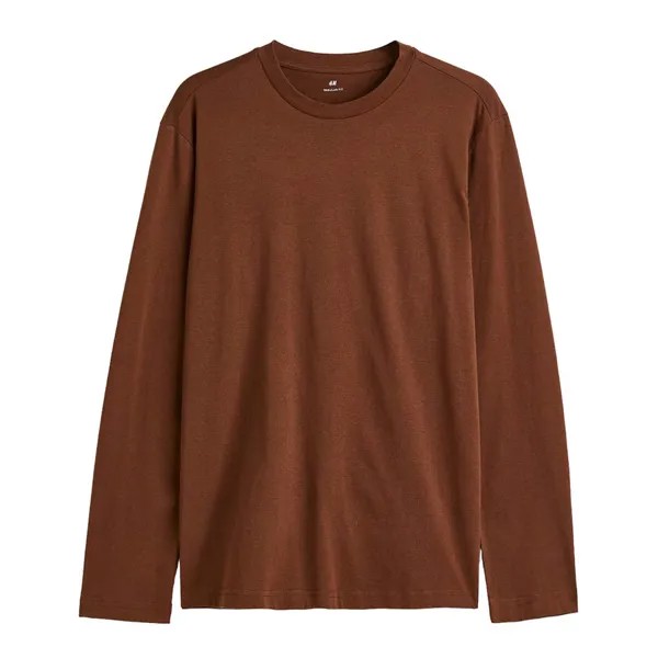 Лонгслив H&M Regular Fit Jersey, коричневый