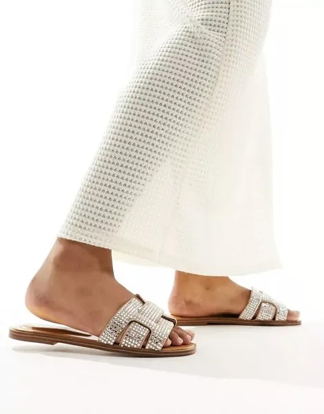 ALDO Elanaa сандалии на плоской подошве с мягкой подкладкой и деталями костяно-белого цвета