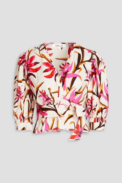 Блузка Harlow из поплина с цветочным принтом Diane Von Furstenberg, белый