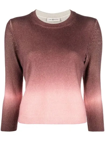 Кашемировый джемпер с эффектом омбре Tory Burch, розовый