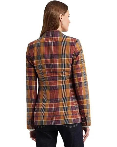 Блейзер LAUREN Ralph Lauren Cotton Madras Blazer, цвет Navy/Tan Multi