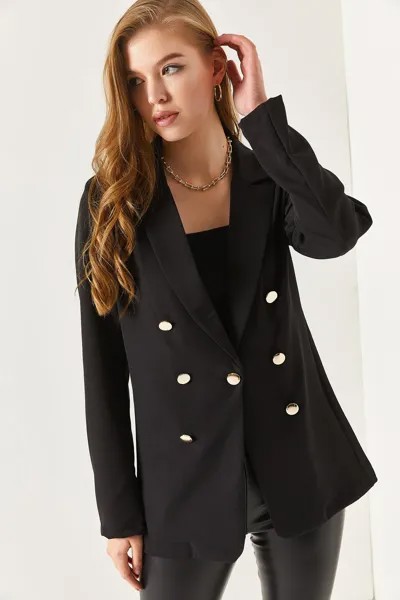 Женская черная куртка на пуговицах armonika, черный