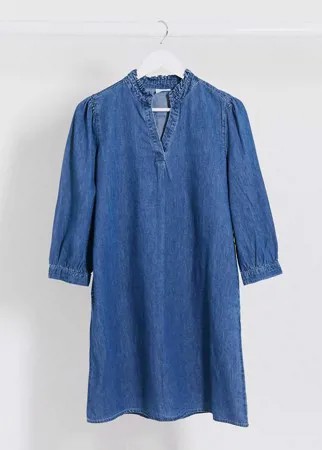 Синее свободное джинсовое платье Vila-Синий