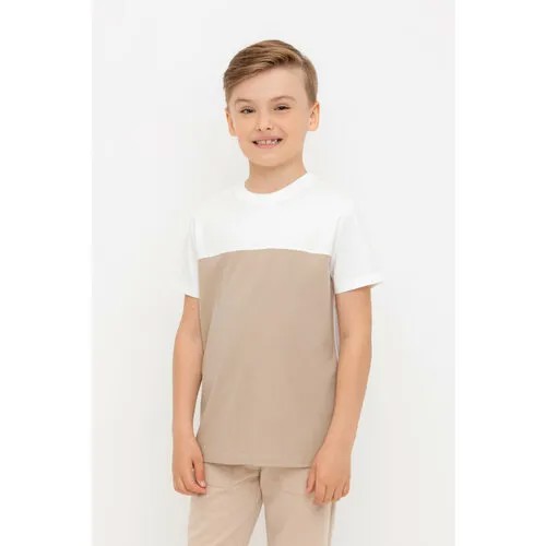 Футболка crockid, размер 72/140, белый, бежевый