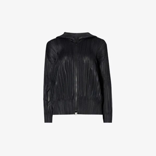 Плиссированная трикотажная толстовка стандартного кроя Pleats Please Issey Miyake, черный