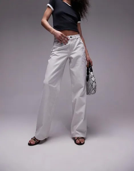 Белоснежные широкие джинсы с низкой посадкой Topshop Ember