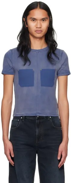 Синяя футболка с усохшими заклепками и напылением Dion Lee