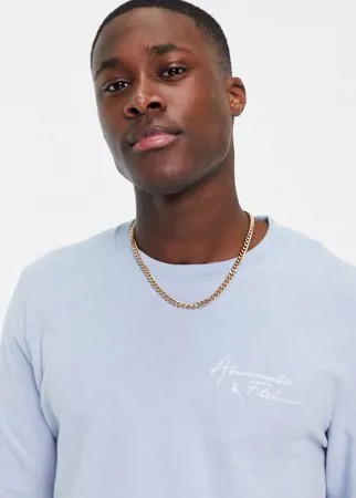Светло-голубой лонгслив с логотипом Abercrombie & Fitch