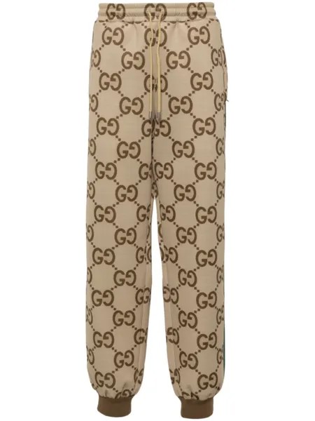 Gucci спортивные брюки с узором Jumbo GG, нейтральный цвет