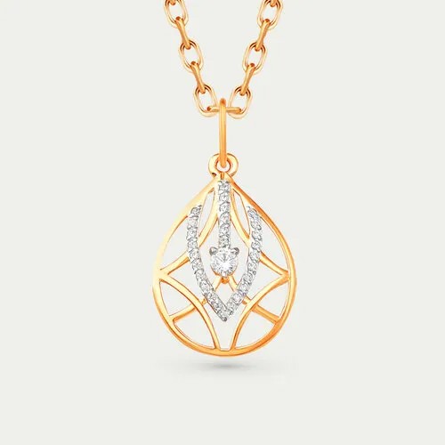 Подвеска GOLD CENTER, красное золото, 585 проба, фианит
