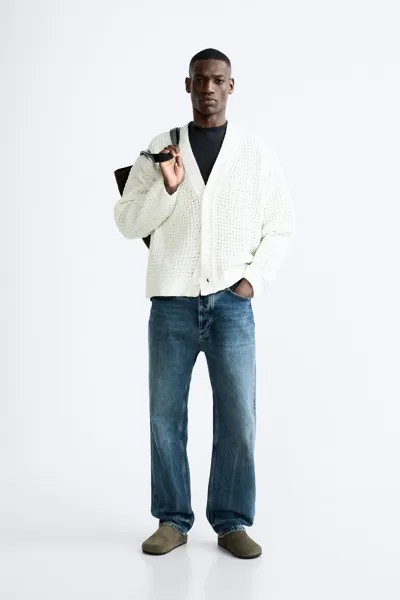 Текстурированный кардиган ZARA, белый