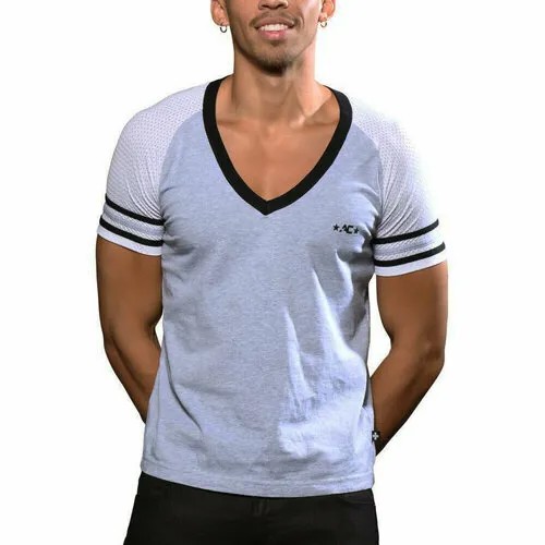 Футболка Andrew Christian Sports V-Neck Tee - Heather Grey, размер L, серый