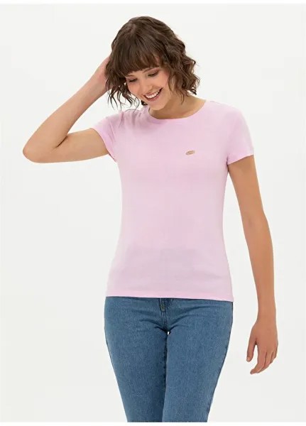 Сиреневая женская футболка с круглым вырезом MUY U.S. Polo Assn., сиреневый