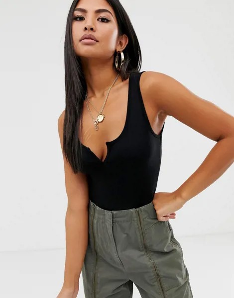 Черный боди с разрезом ASOS DESIGN