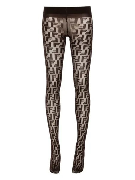 FENDI колготки с узором FF, коричневый