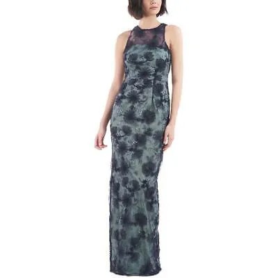JS Collections Женское вечернее платье макси темно-синего цвета с аппликацией 16 BHFO 5454