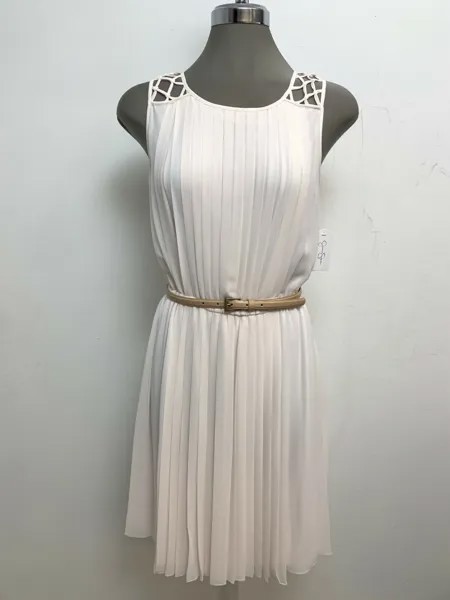 Jessica Simpson NEWT Modern СВЕТЛО-РОЗОВОЕ шифоновое платье со складками и поясом, размер 6