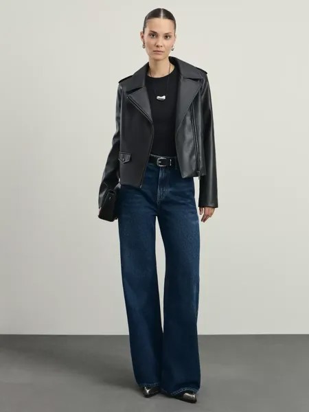 Джинсы wide leg с высокой посадкой