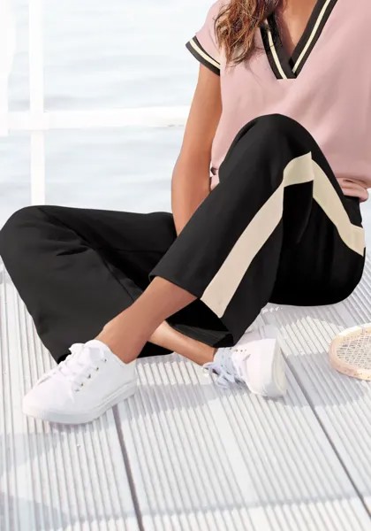 Спортивные брюки LASCANA, широкие брюки, костюм для отдыха, черный