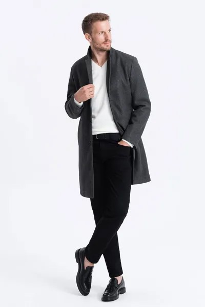 Пальто с двойными лацканами и косыми карманами Ombre, серый