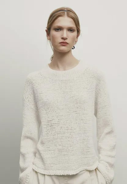 Вязаный свитер ROUND NECK Massimo Dutti, цвет beige