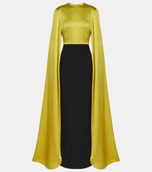Платье Adley из крепа Solace London, цвет chartreuse/black