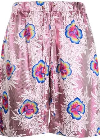 Edward Crutchley атласные шорты с цветочным принтом