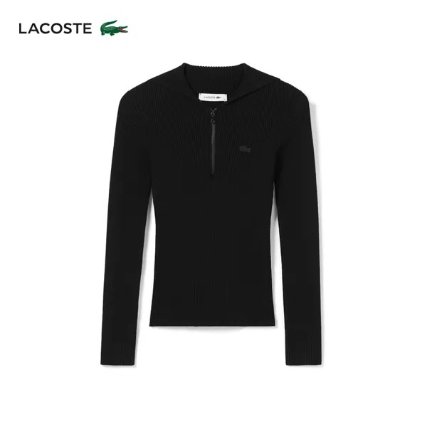 Свитер женский Lacoste с капюшоном на молнии, черный
