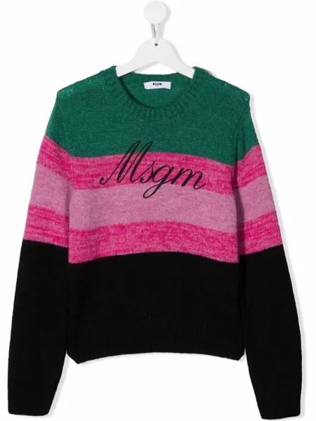 MSGM Kids джемпер в полоску с логотипом
