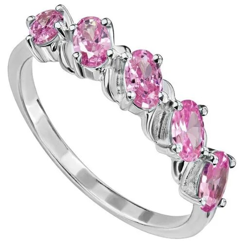 Серебряное кольцо с розовым камнем (нанокристалл) - коллекция Колосок / Покрытие Чистое Серебро (размер 16)