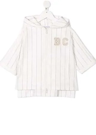 Brunello Cucinelli Kids худи на молнии с нашивкой-логотипом