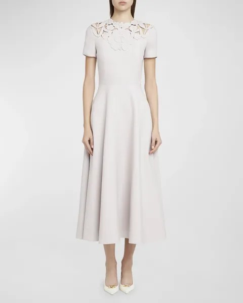 Платье миди с цветочной вышивкой Valentino Garavani, цвет Grey Multi