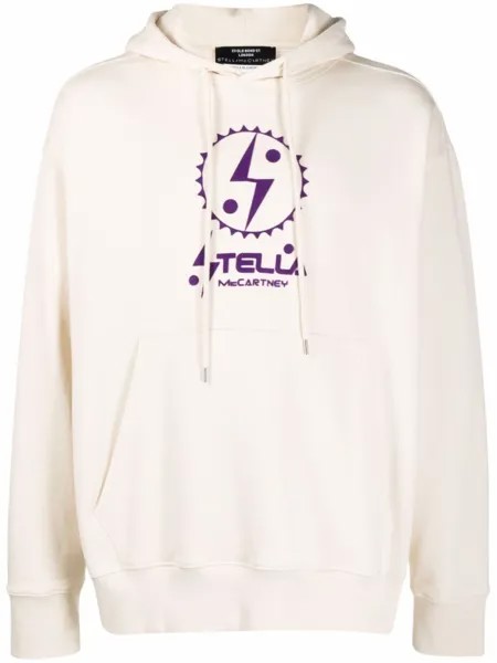 Stella McCartney толстовка с капюшоном и логотипом, нейтральный цвет