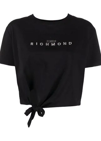 John Richmond футболка с вышитым логотипом и завязками