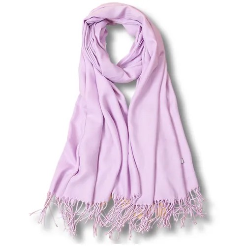 Палантин Cashmere, шерсть, с бахромой, 200х70 см, фиолетовый